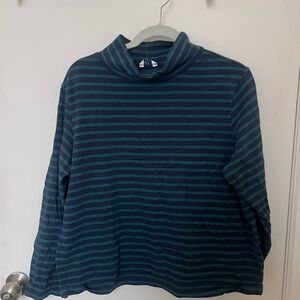 Jack Wills Striped Navy & Green Mockneck Longsleeve